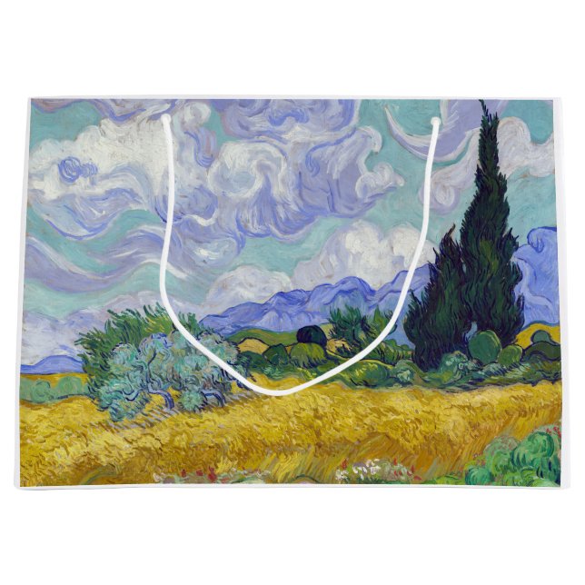 Sacola Para Presentes Grande Vincent Van Gogh - Campo de Trigo com Cipras (Frente)