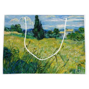 Sacola Para Presentes Grande Vincent van Gogh - Campo de Trigo Verde com Cypres