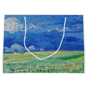 Sacola Para Presentes Grande Vincent van Gogh - Campos de rodas sob as nuvens d