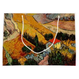 Sacola Para Presentes Grande Vincent van Gogh - Paisagem, Casa e Plowman