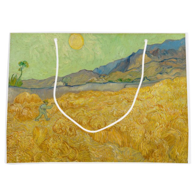 Sacola Para Presentes Grande Vincent van Gogh - Wheatfield com um Receptor (Frente)
