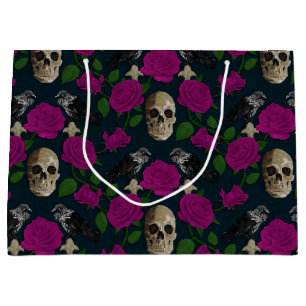 Sacola Para Presentes Grande Vinhas Rosa de Grãos Góticos Escuros Raven Cor-de-