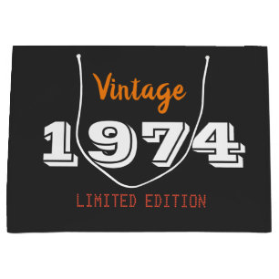 Sacola Para Presentes Grande Vintage 1974 Large Gift Bag - 52nd Birthday Limit