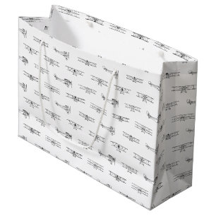 Sacola Para Presentes Grande Vintage Airplanes Aviation Themed COR PERSONALIZAD