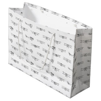 Sacola Para Presentes Grande Vintage Airplanes Aviation Themed COR PERSONALIZAD