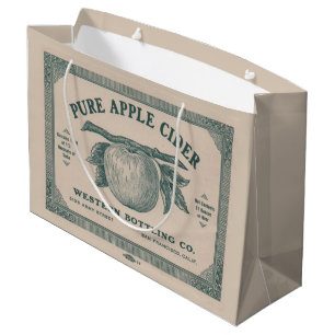Sacola Para Presentes Grande Vintage Apple Cider Label Western Botling Company