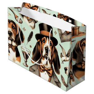 Sacola Para Presentes Grande Vintage Basset Hound Seimune