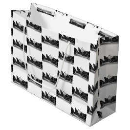 Sacola Para Presentes Grande Vintage Black and White Antique Car - Classic Auto
