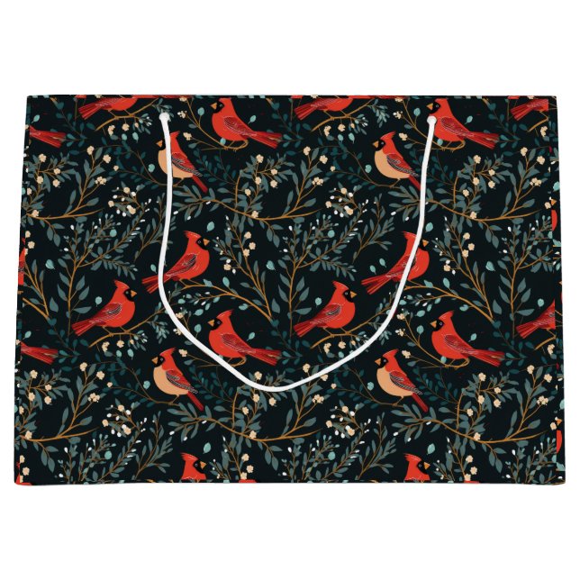 Sacola Para Presentes Grande Vintage Cardinal Gift Bag (Frente)