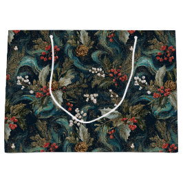 Sacola Para Presentes Grande Vintage Christmas Elegant Sparkle