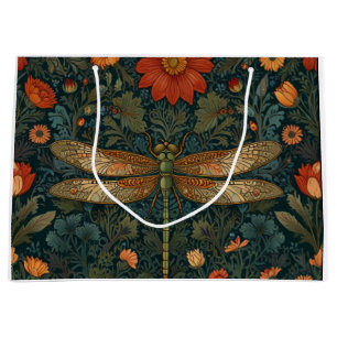 Sacola Para Presentes Grande Vintage dragonfly orange floral verde-floral boho