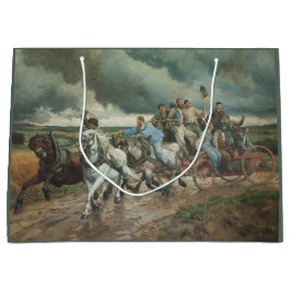 Sacola Para Presentes Grande Vintage Fire Engine (por Eugène Burnand)