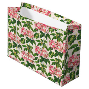 Sacola Para Presentes Grande Vintage Flor de Corda Rosa Botânica e Rosa