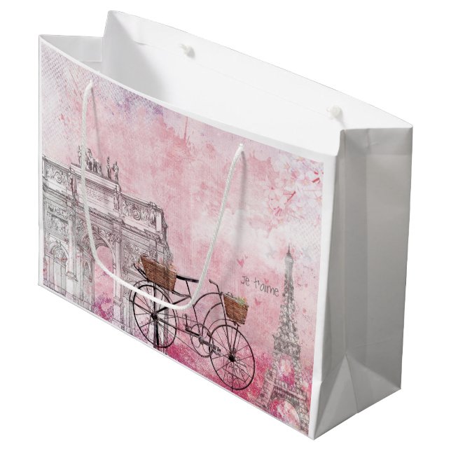Sacola Para Presentes Grande Vintage France Paris (Frente inclinada)