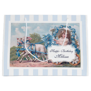 Sacola Para Presentes Grande Vintage Girl in Carruagem Drivers by Lambthday