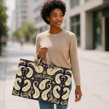 Vintage Gold Ornate Paisley Dark Persian Heritage