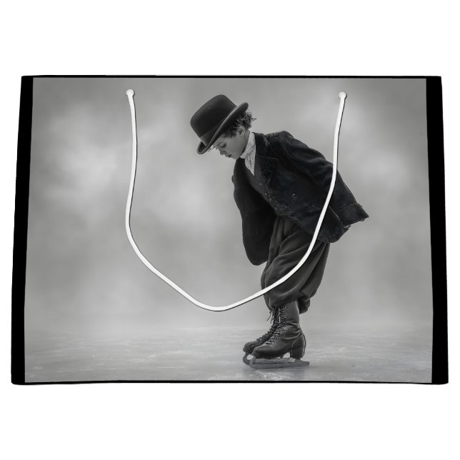 Sacola Para Presentes Grande Vintage Ice Skater (Frente)