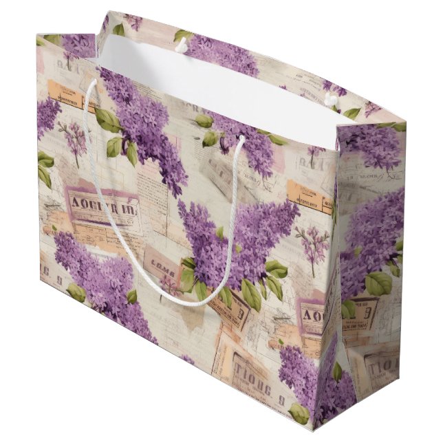 Sacola Para Presentes Grande Vintage Lilac Pattern (Verso inclinado)