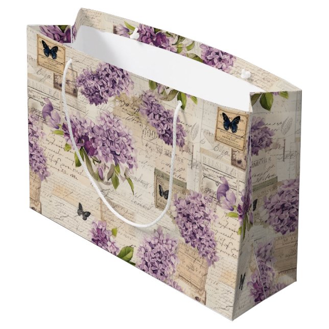 Sacola Para Presentes Grande Vintage Lilac Pattern (Verso inclinado)