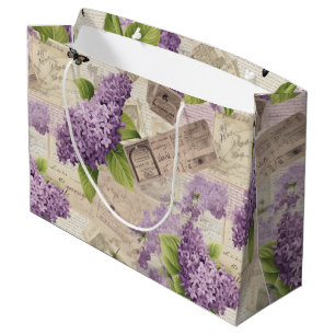Sacola Para Presentes Grande Vintage Lilac Pattern