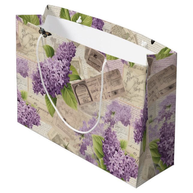 Sacola Para Presentes Grande Vintage Lilac Pattern (Verso inclinado)