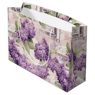 Sacola Para Presentes Grande Vintage Lilac Pattern