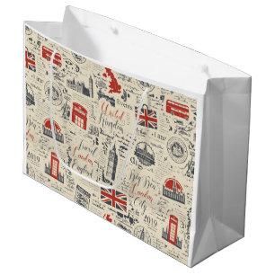 Sacola Para Presentes Grande Vintage London Gift Bag