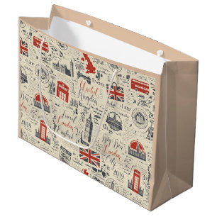 Sacola Para Presentes Grande Vintage London Gift Bags
