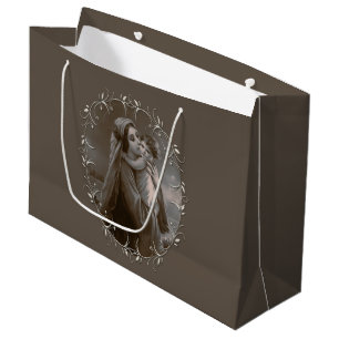 Sacola Para Presentes Grande Vintage Madonna e Child com Silver Frame