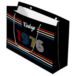 Sacola Para Presentes Grande Vintage Retro Stripe 1976 50º aniversário ou Reuni