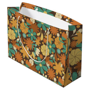 Sacola Para Presentes Grande Vintage Sessenta e poucos anos floresce em Brown