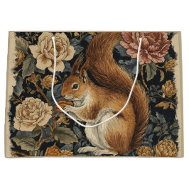 Sacola Para Presentes Grande Vintage Squirrel and Flowers Pattern 