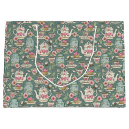Sacola Para Presentes Grande Vintage Tea Party