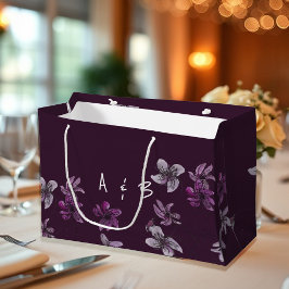 Sacola Para Presentes Grande Violetas Silvestres Aquarela Monograma Pintado à M