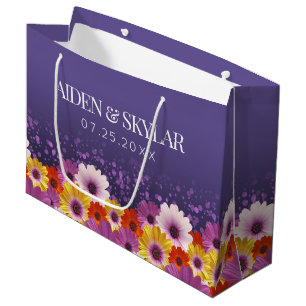 Sacola Para Presentes Grande Visitas Elegantes com Casamento com Glitter Roxo