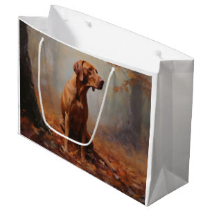 Sacola Para Presentes Grande Vizsla no Outono Leaves Caiem Inspire