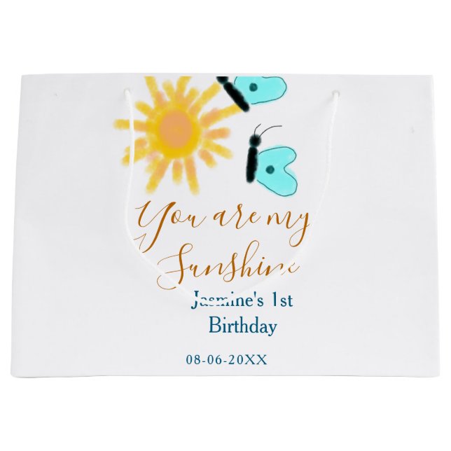 Sacola Para Presentes Grande Você é minha borboleta azul-alaranjada (Frente)