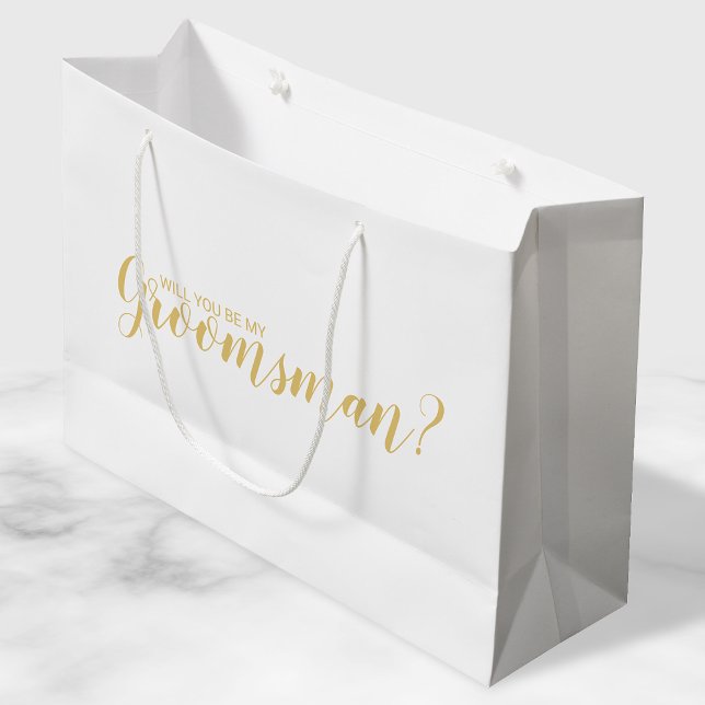 Sacola Para Presentes Grande Você Será Meu Padrinho? Moderno Script Dourado (Criador carregado)