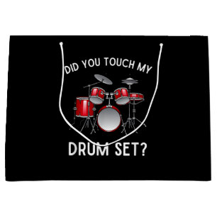 Sacola Para Presentes Grande Você Tocou Minha Camisa Do Drum Set Engraçado Você