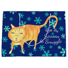 Sacola Para Presentes Grande Warm Fuzzies & Winter Flurries Christmas Cat