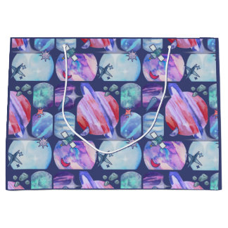 Sacola Para Presentes Grande Watercolor Galaxy Patchwork