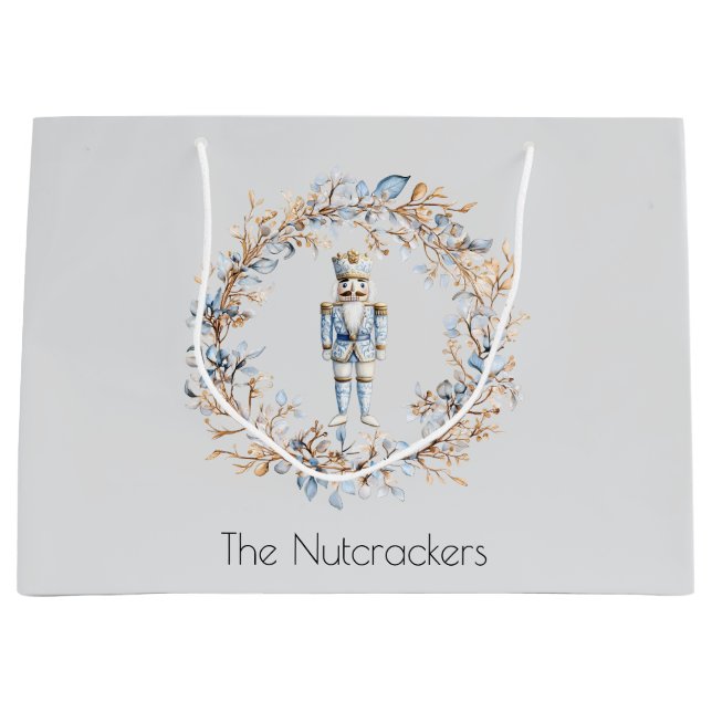 Sacola Para Presentes Grande Watercolor Nutcracker Natal (Frente)