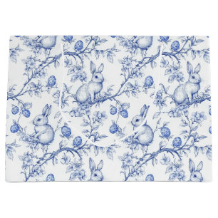 Sacola Para Presentes Grande Watercolor Toile De Jouy Blue Cony