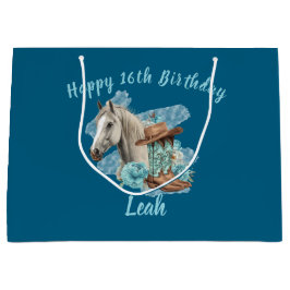 Sacola Para Presentes Grande Western Horse Birthday Gift Bag – Navy 
