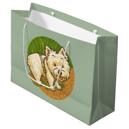 Sacola Para Presentes Grande Westie feliz na Trilha da Natureza