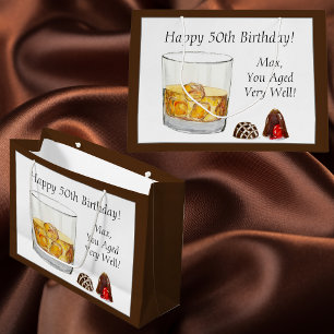 Sacola Para Presentes Grande Whiskey Watercolor Chocolate Truffles Aniversário