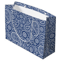 White on blue vintage paisley pattern