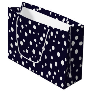 Sacola Para Presentes Grande White Snow Dot Pattern Satin