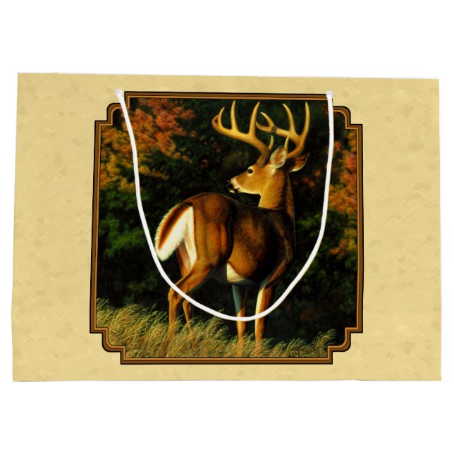 Sacola Para Presentes Grande Whitetail Deer Monster Buck Yellow (Verso)