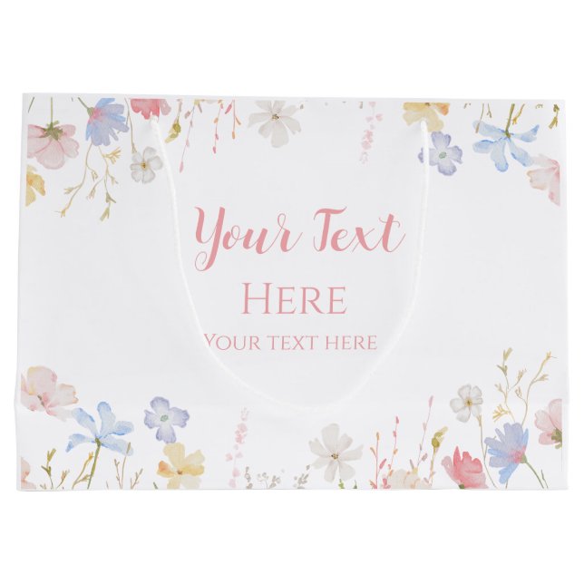 Sacola Para Presentes Grande WILDFLOWERS Floral spring (Verso)